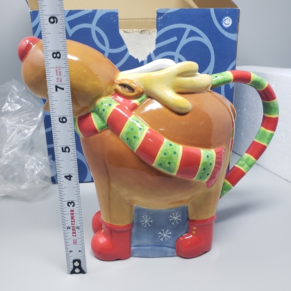 Department 56 Ceramic Red-Nose Reindeer Pitcher - Picture 8 of 11